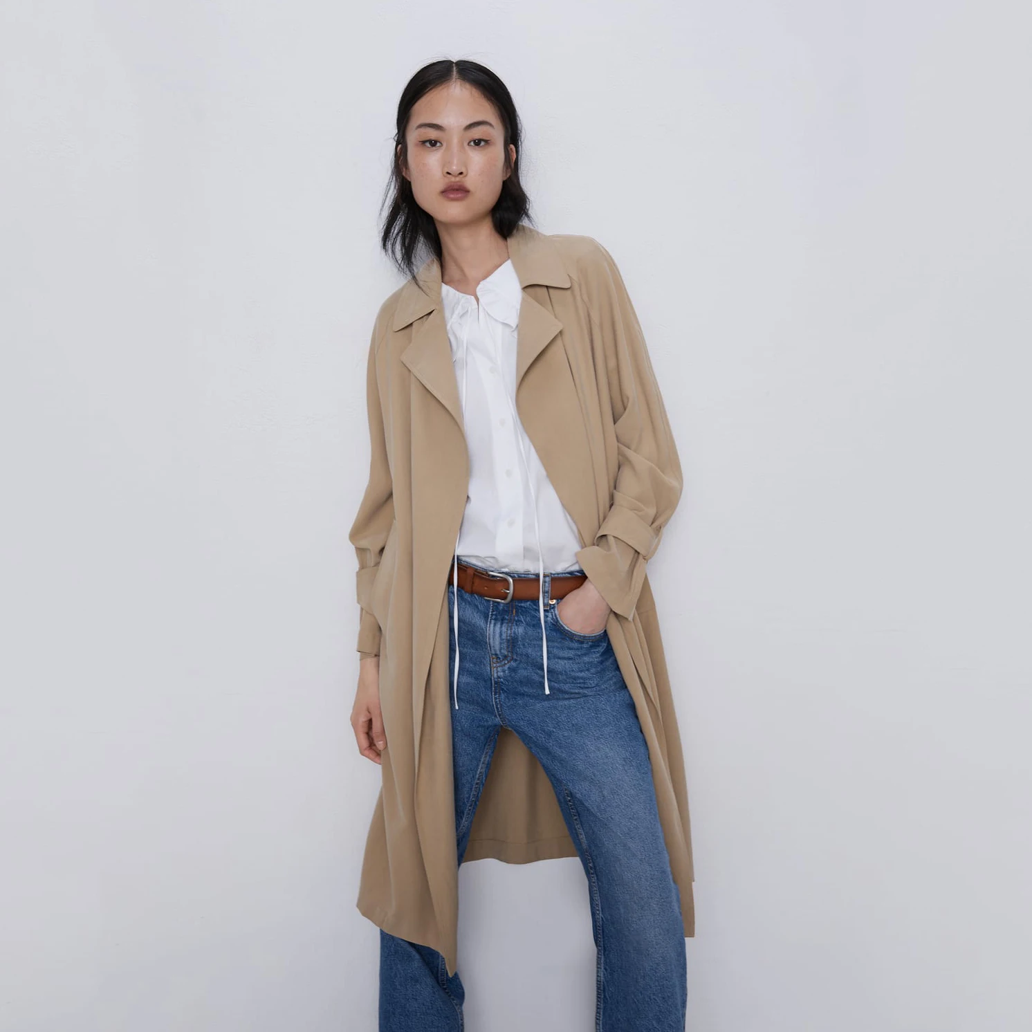 Женский свободный Тренч Za модный длинный тренчкот в уличном стиле на осень