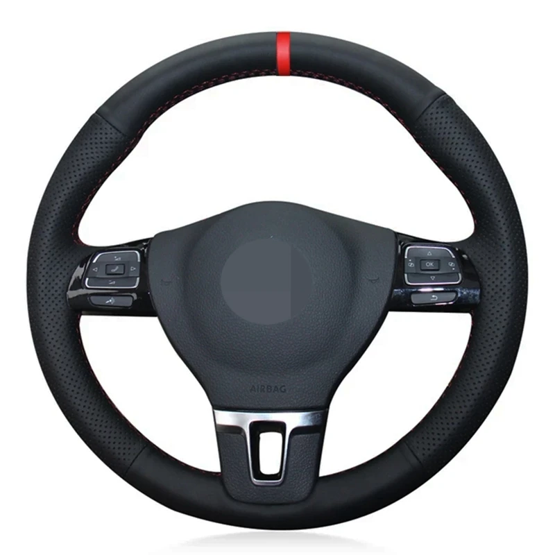 

DIY Black Soft Artificial Leather Car Steering Wheel Cover For Volkswagen VW Gol Tiguan Passat B7 Passat CC Touran Jetta Mk6