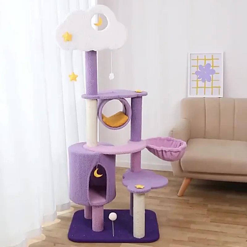 

Cat climbing frame cat litter, cat tree one solid wood scratching post large cat tower cat scratching board toy jumping platform
