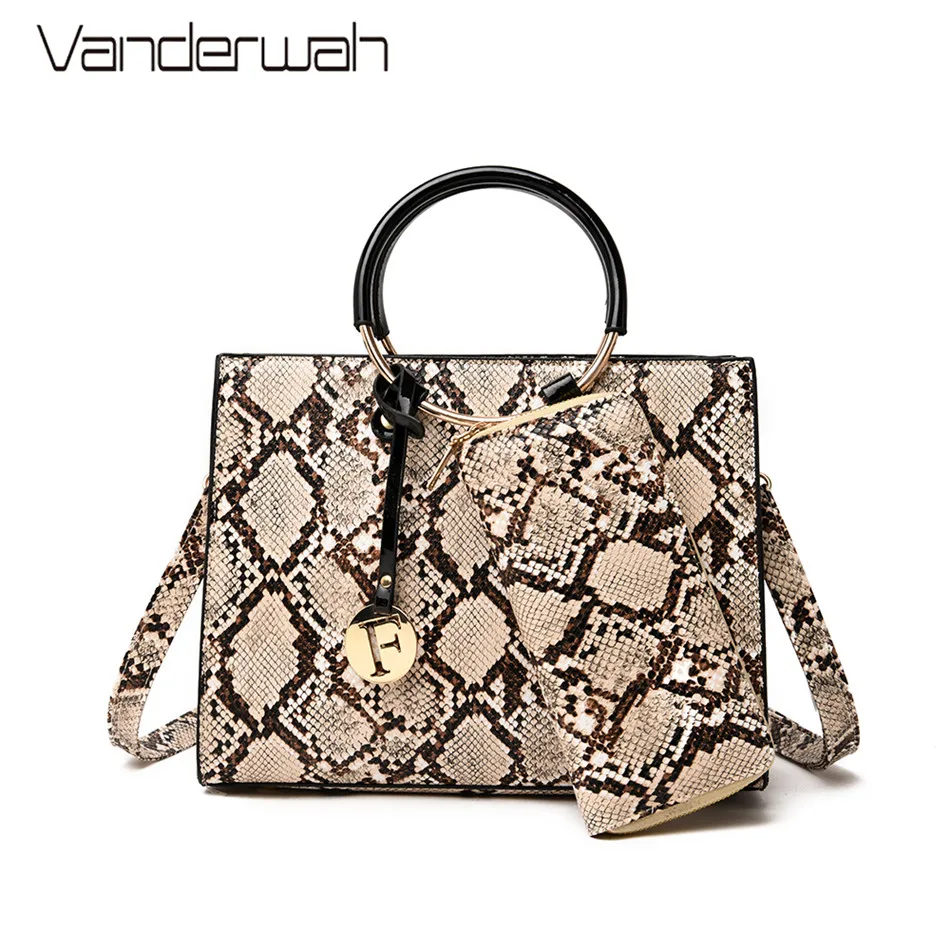 Роскошные женские сумки дизайнерские на плечо с принтом змеи большие