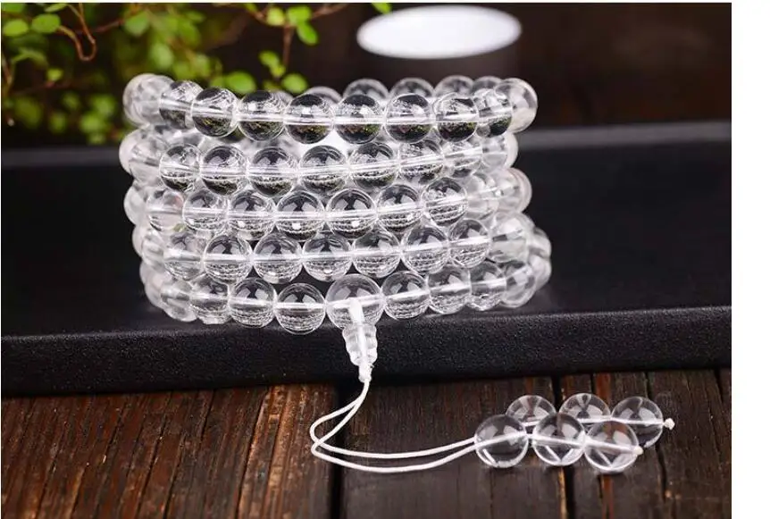 

ETHNIC STYLE BRAZIL 108 6-7MM NATURAL WHITE CRYSTAL BUDDHA BEADS LUCK AND FORTUNE RADIATION-PROOF HAND STRING