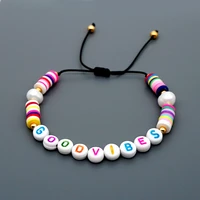 go2boho bracelet custom heishi polymer clay bracelets for women pearl beads letter pulsera handmade jewelry armband diy