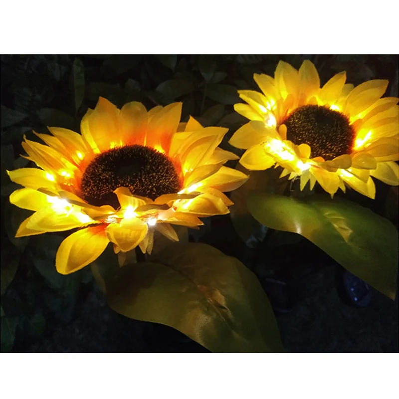 

New Hot 1/2pcs Solar Sunflower Lights Garden Outdoor LED Flower Lamp Landscape Lawn Flower Light USJ99