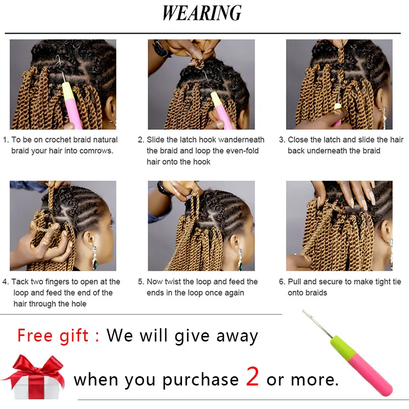 Омбре Сенегальские закрученные волосы крючком косы 30 корней/упаковка 24-дюймовые