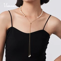 freshwater pearl necklace choker for women gold color long chain layered necklaces luxury wedding jewelry trend accessories gift