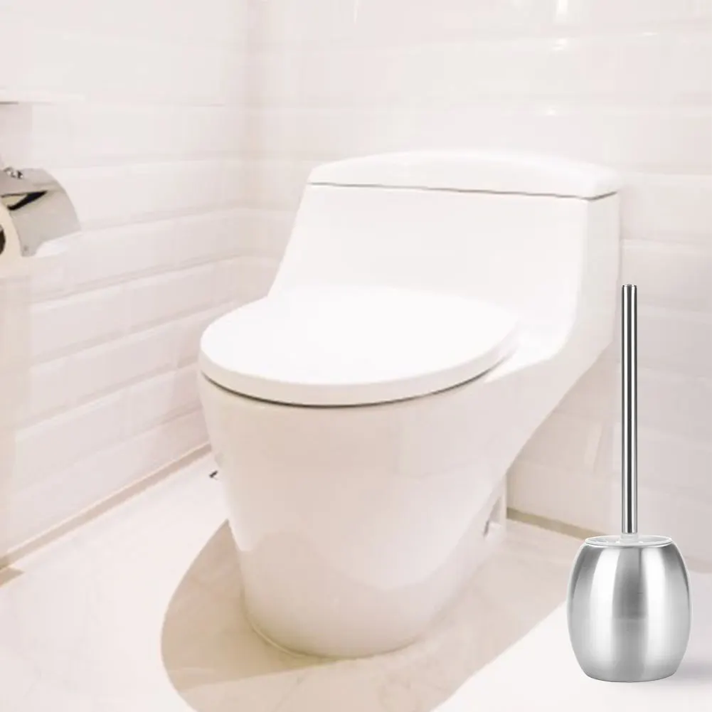 WC Brush Holder Ellipse Shape Hotel Toilet Set Cleaning Stainless Steel Antibacterial Home Decor | Дом и сад