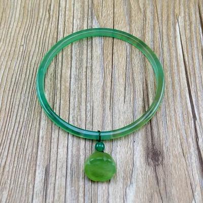 Натуральный агат Лотос зеленый нефрит тонкий узкий для женщин | Украшения и