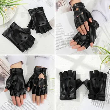 Heart-Shaped Apparel Accessories Waterproof Unisex Fingerless Leather Gloves Punk Glove Driving Mittens Dancing Mittens 2