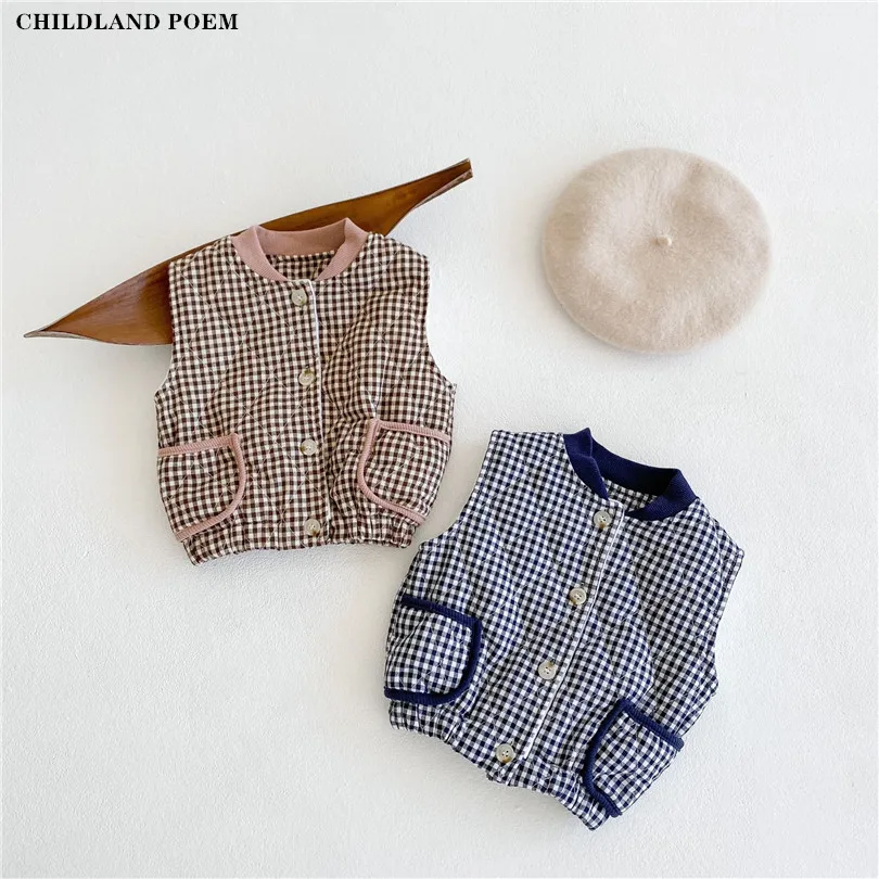 

Baby Vest Waistcoat Autumn Winter Baby Boys Outerwear Clothes Plaid Cotton-Padded Infant Girl Vest Jacket Coat Toddler Waistcoat