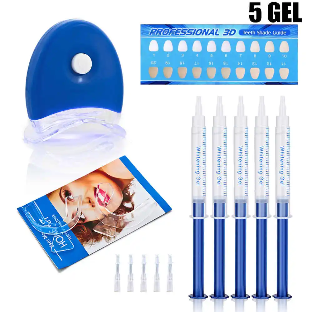 5 Gels Отбеливающий Гель-лак для зубов, набор для пероксида, Профессиональные Отбеливающие инструменты для гигиены и ухода за зубами, отбеливающий светодиодный светильник - Цвет: 5 Gels