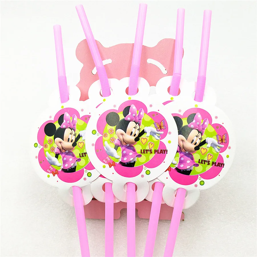 

10pcs Straw Minnie Mouse Party Supplies Party Decoration Straws Party Supplies Birthday Decoration Party girls