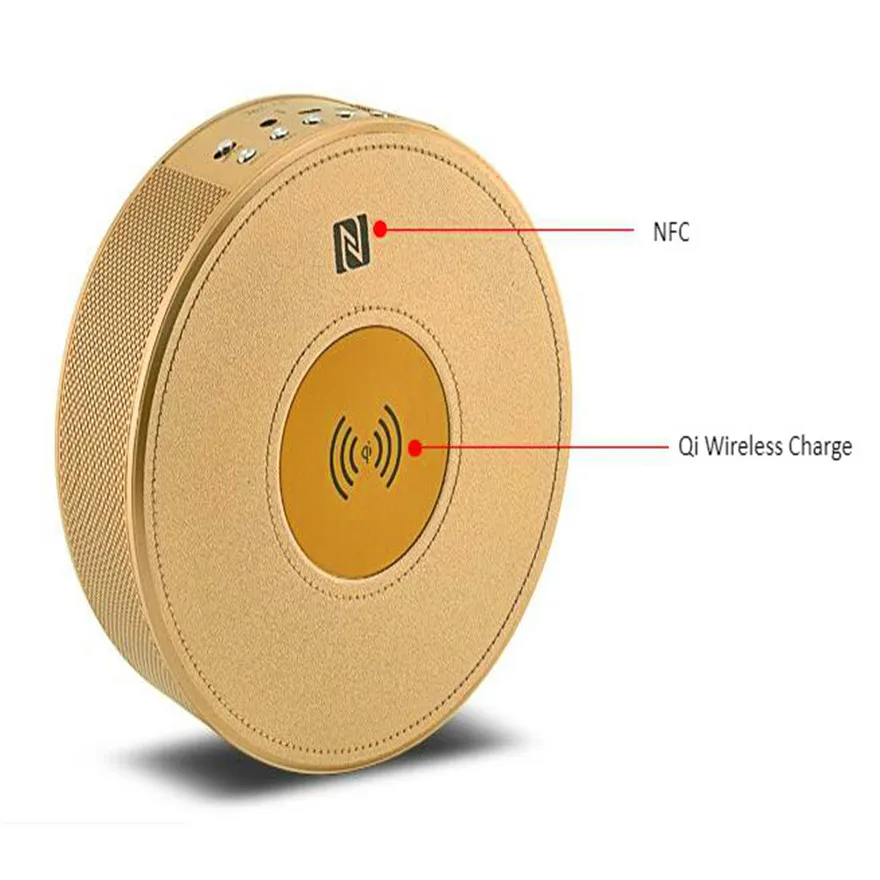 Круглый Nfc будильник микро Sd Bluetooth Aux Стерео портативный динамик Беспроводное