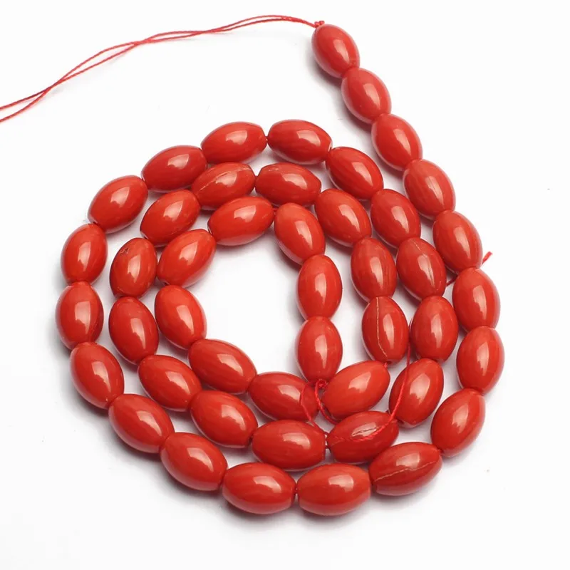 4x8/5x8/6x9mm Natural Red Coral Rice Shape Stone Beads Rondelle Spacer for Diy Bracelet Accessories Jewellery Making 15&quot | Украшения и