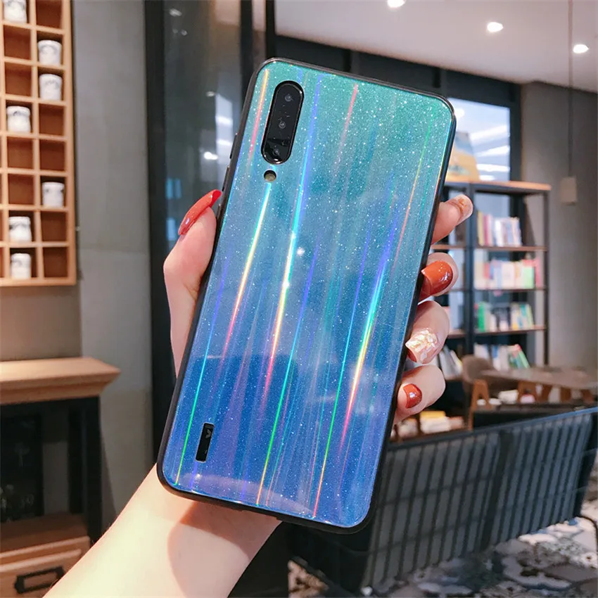 5 Чехол с лазерным градиентом и блестками для Xiao mi Red mi K20 Pro mi CC9 жесткая защитная задняя крышка из закаленного стекла для Red mi note 7 7A NOTE 8 - Цвет: 5
