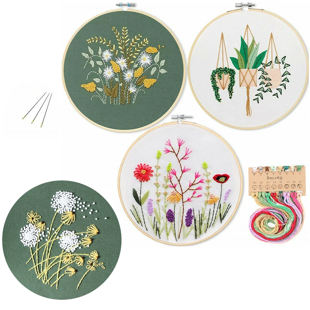 

DIY Embroidery Beginners Kits Pre-Printed Floral Pattern Cross Stitch Christmas Decoration Crafts Sewing Craft Needlework Tools