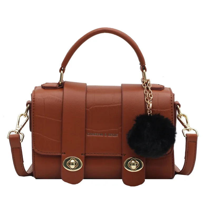 

Women's bag new European and American fashion Boston messenger bag retro texture stone pattern portable shoulder pillow bag