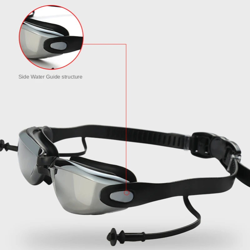 

Professional Swimming Goggles Swim Glasses with Earplugs Electroplate Waterproof Silicone swimming goggles Adults Diving Goggles