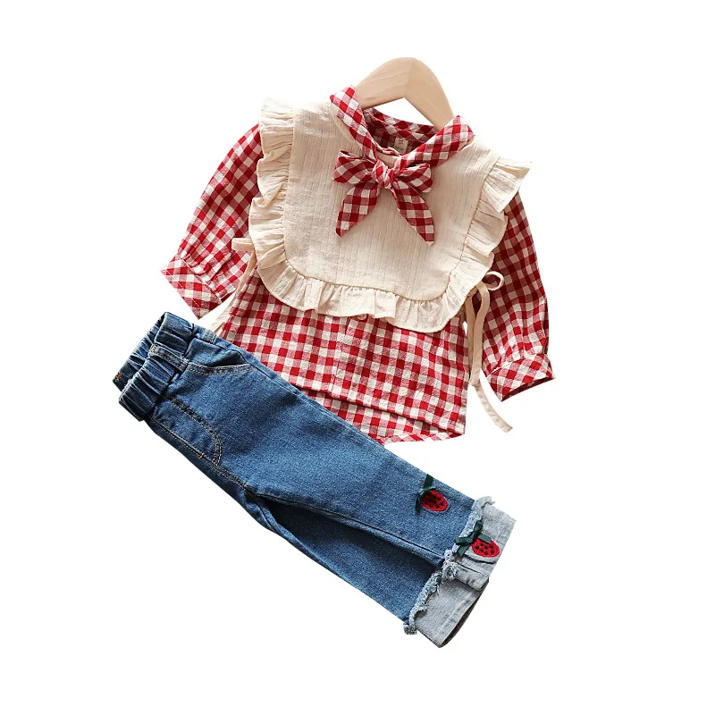 New Girls'Spring Clothes 2021 Leisure Fashion Two-piece Blouse for Children in Spring and Autumn | Детская одежда и обувь