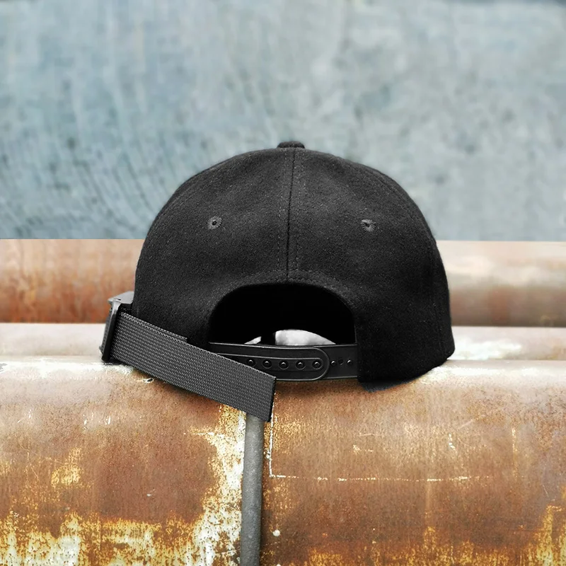 

Men function adaptable baseball hats black solid ribbons buckle Industrial wind snapback DIY Original design adjustable caps