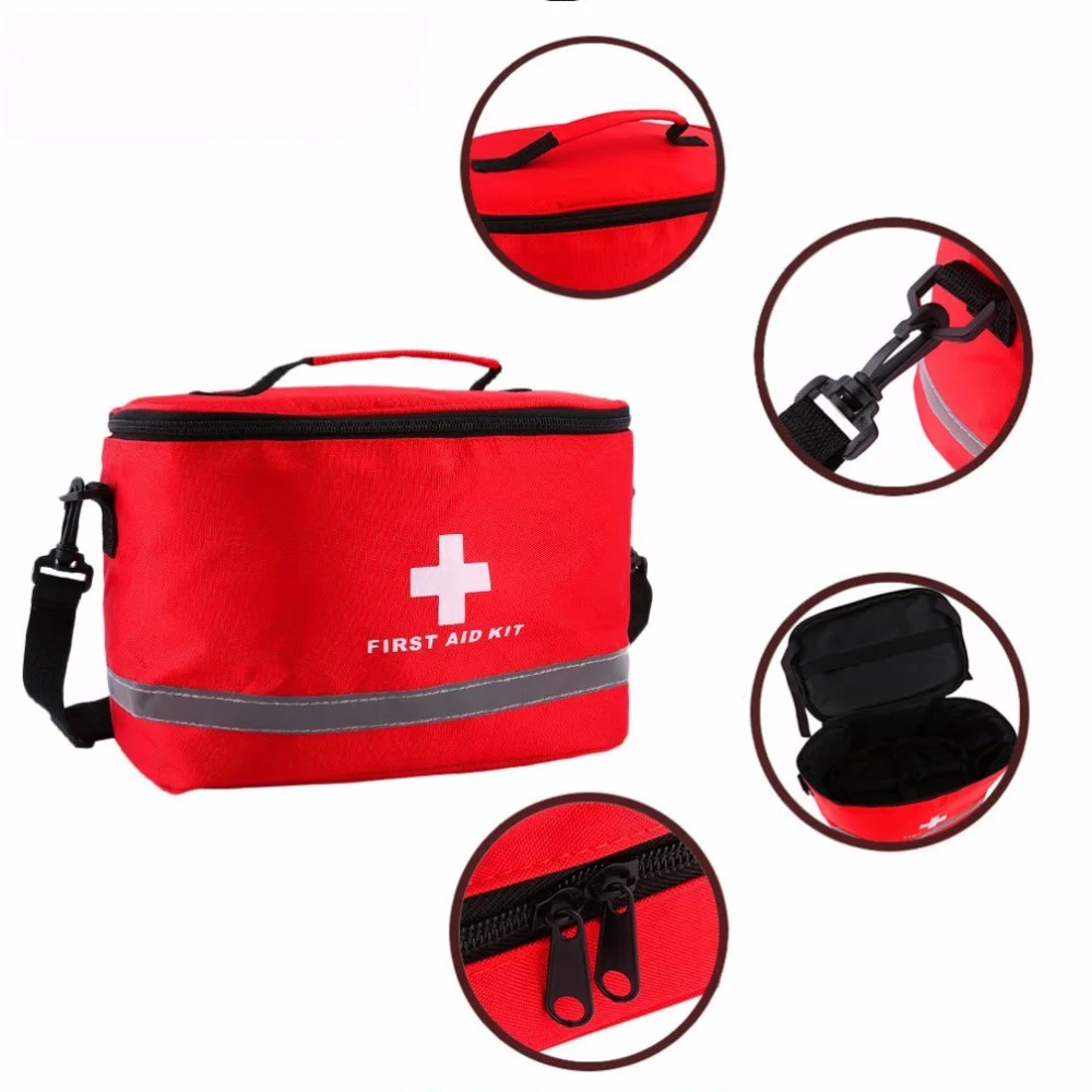 

Cylinder Shape First Aid Bag Handheld Emergency Bag Shoulder Survival Kit Red