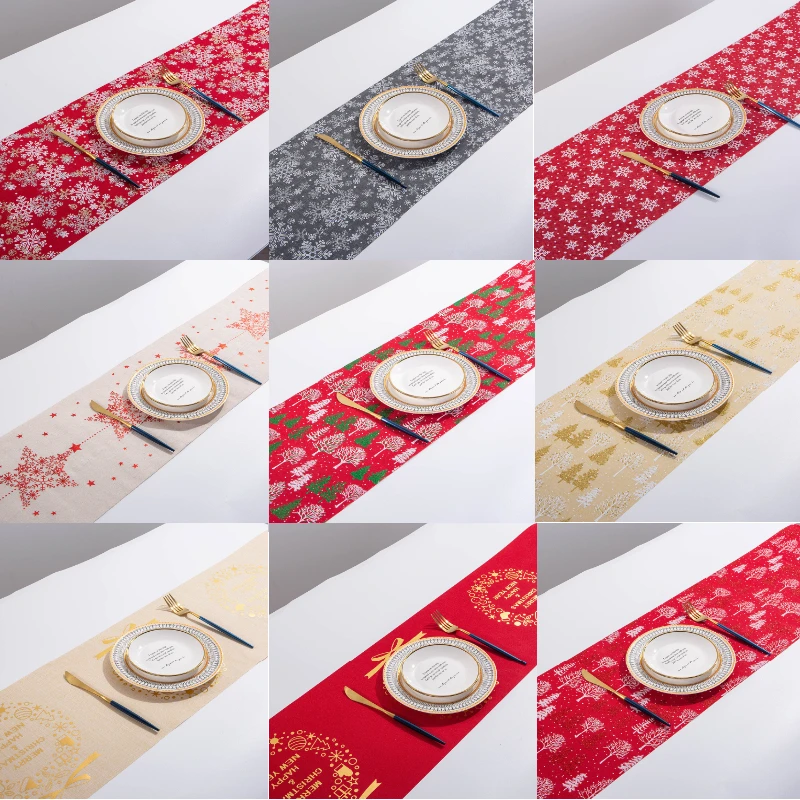 Рождественский подарок снежинка снеговик настольная дорожка Счастливого