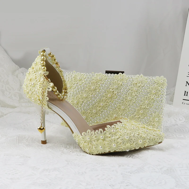 Туфли женские на шпильке 7 см/9 см кружевные сандалии с заостренным носком тонком