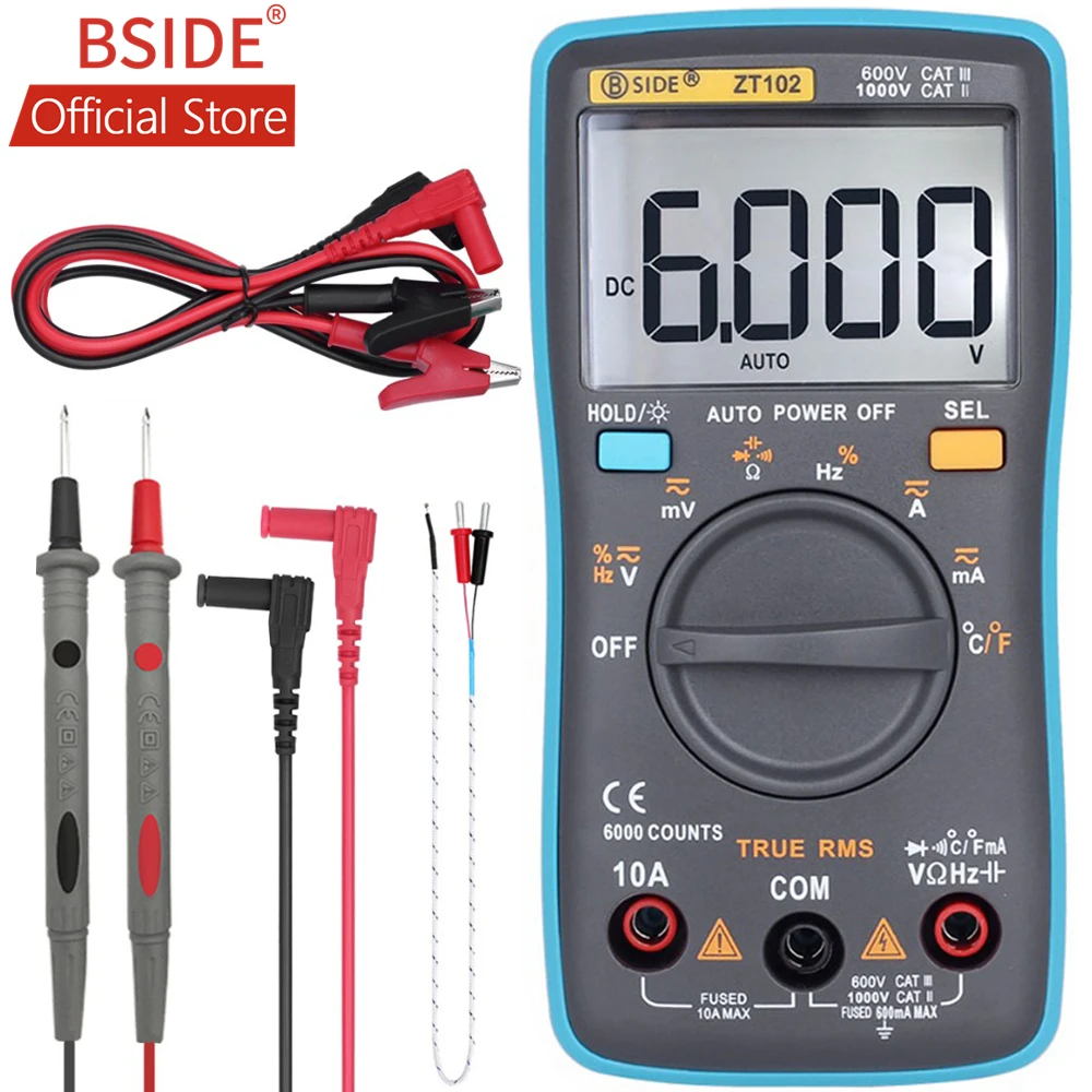 Цифровой мультиметр BSIDE ZT102 Ture тестер емкости и частоты переменного/постоянного