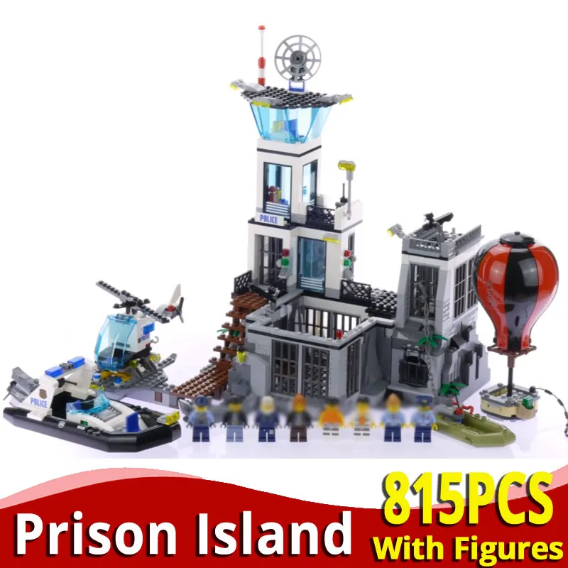 LegoINGlys prison 815 шт. городская полицейская серия модель Остров тюрьма наборы для