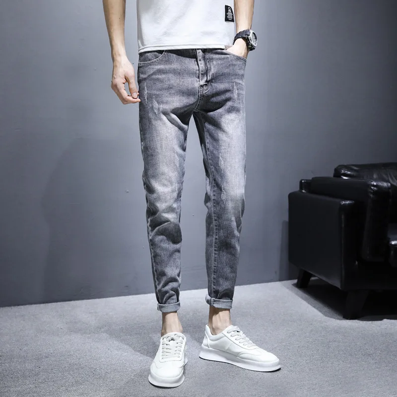 

New style men's jeans in 2021 summer popular Korean slim Leggings casual Capris