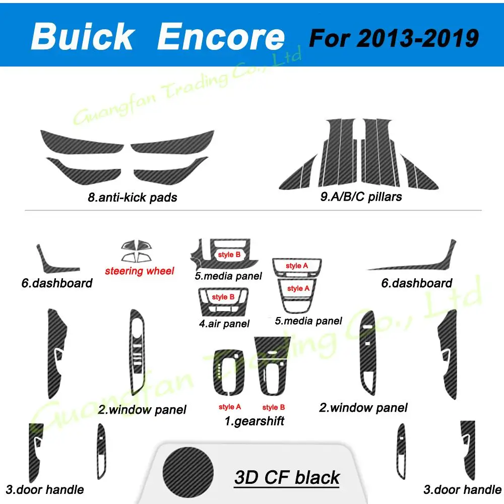 

For Buick Encore OPEL VAUXHALL MOKKA Car-Styling Carbon Fiber Car Interior Center Console Color Change Molding Sticker Decals