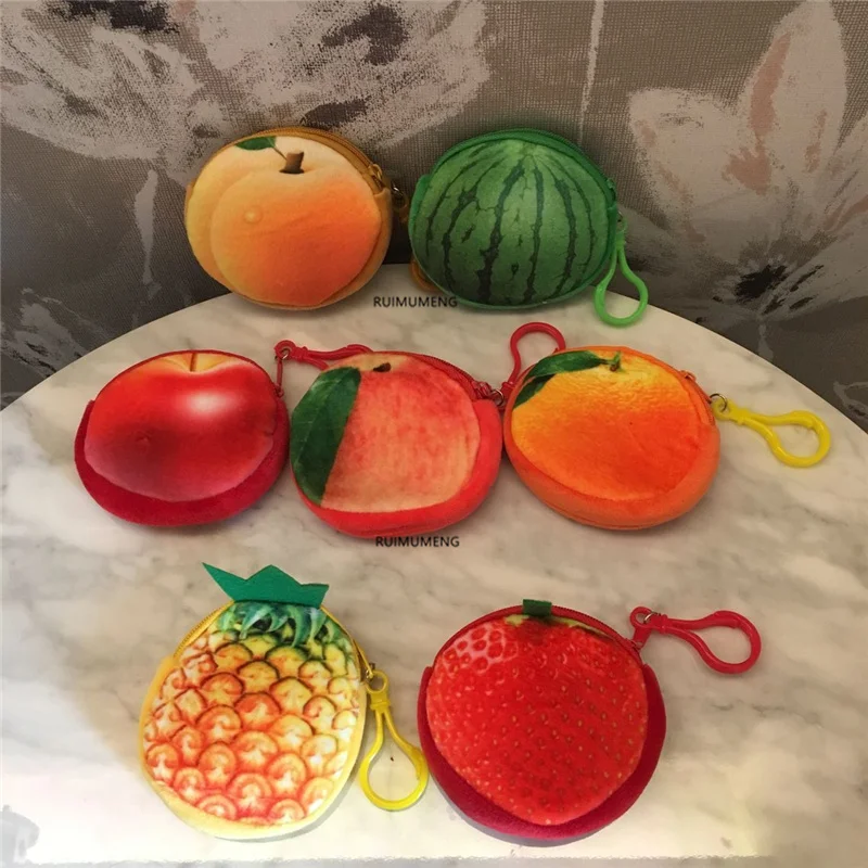 Милый маленький 8 см фруктовый мешок для монет плюшевый Кошелек маленькой