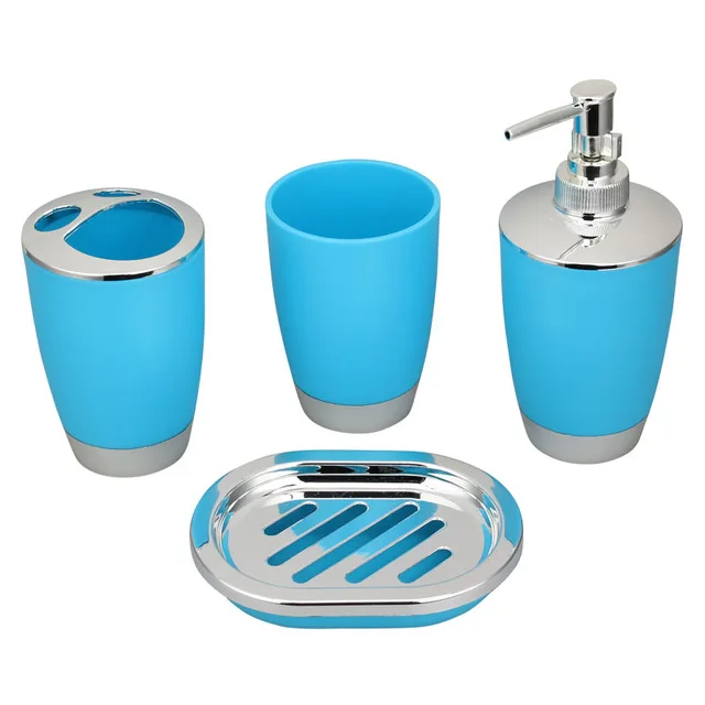 Blue 4 piece Синий набор аксессуаров для ванной комнаты держатель для зубной щетки ручная бутылка для антисептика мыльница чехол для туалетной щетки мусорный Органайзер контейнер для хранения - Цвет: Blue 4 piece