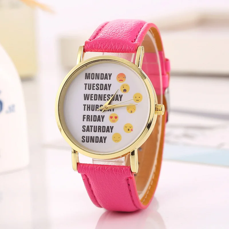 

Cute Cartoon Smiley Watch Lychee Pattern Belt Fashion Watch Monday Facial Expression Bag Watch 2021