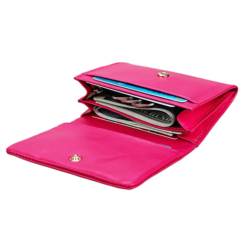 Fashion Women Wallet Vintage Genuine Leather Short Wallets Top Layer Cowhide Coin Purse Card Holder Small Mini Money Bag Pocket