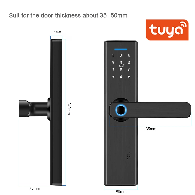 

Tuya WIFI Smart Door Lock Fingerprint Door Lock Password IC Card Door Lock APP Remote Control Digital Door Lock Fechadura