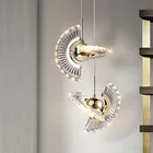 Маленькая Хрустальная люстра MZM в скандинавском стиле, креативный подвесной светильник с летающей тарелкой для спальни, ресторана, дивана, вращающееся освещение в помещении