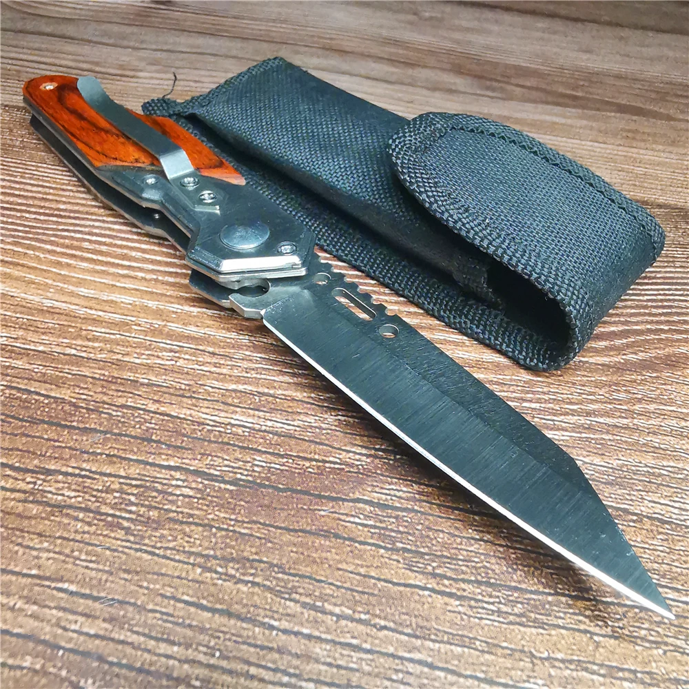 Складной нож 9CR18MOV 200 мм быстрооткрывающийся карманный с деревянной ручкой ножи CS