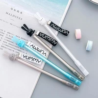 4pc kawaii long ears rabbit gel pen cartoon office school supplies black pen cute accessories korean stationery