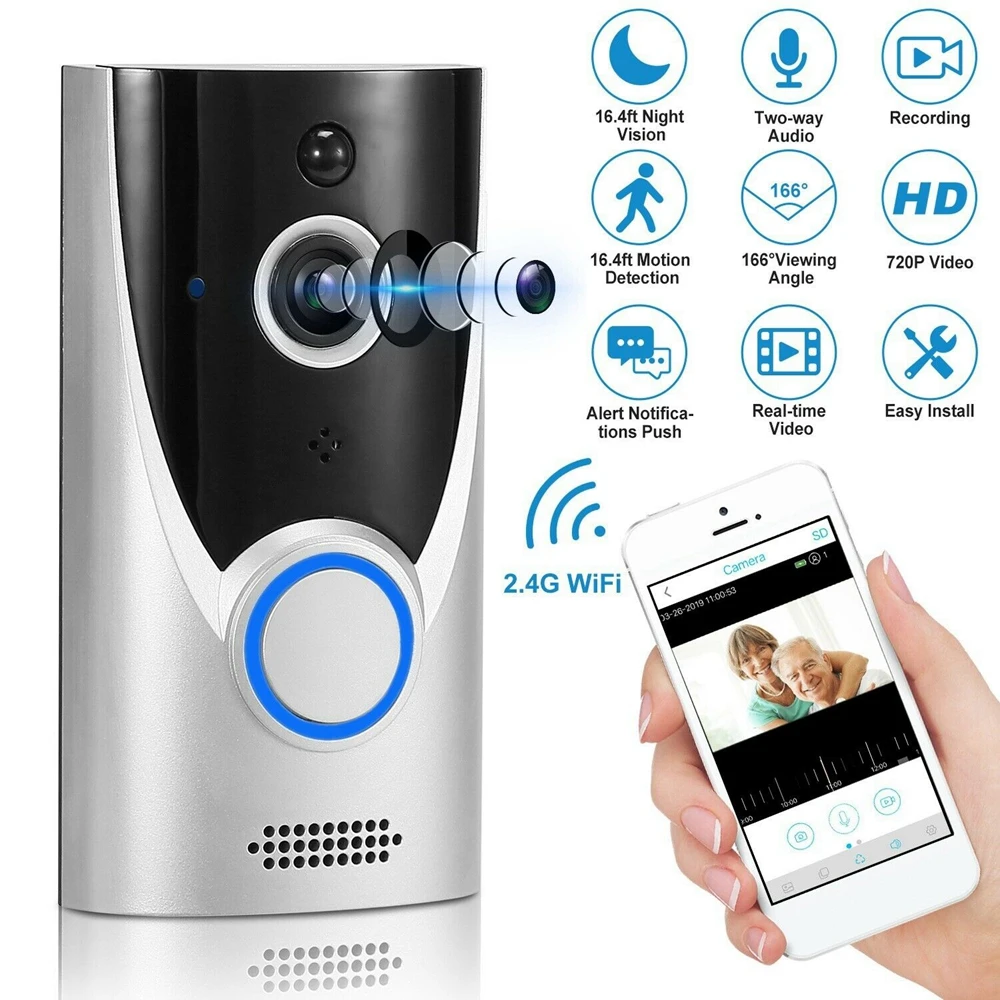 

Outdoor HD Smart WiFi Video Doorbell Camera Visual Intercom with Chime Night Vision Door Bell Wireless Home Security Camera
