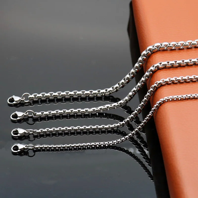 

2/3/4/5mm Hot Necklace For Pendant Stainless Steel Strong Box Chain For Men's Women's Jewelry Gifts