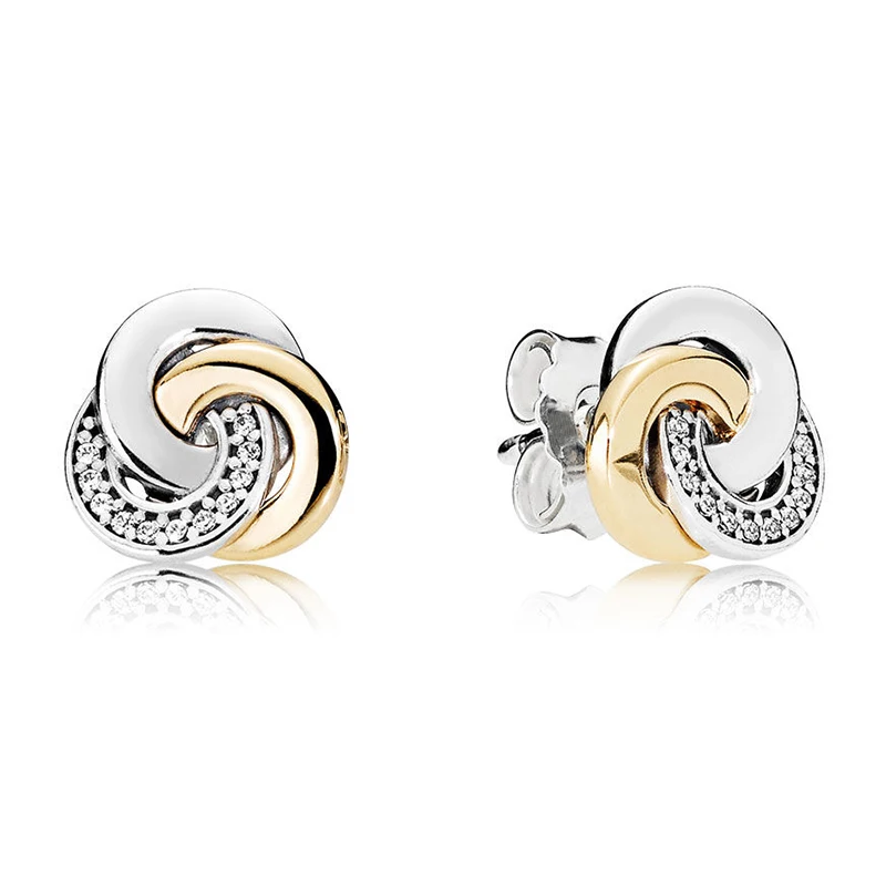 Аутентичные 925 пробы Серебряные Оригинальные Соединенные круги Европа серьги