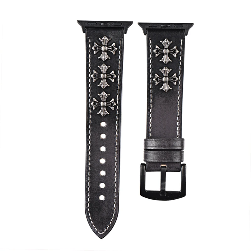 Black B Кожаный ремешок для Apple watch band 44 мм 40 мм correa iwatch 42 мм 38 мм 3 2 Высококачественный Браслет для Apple watch 4 5 Аксессуары - Цвет ремешка: Black B
