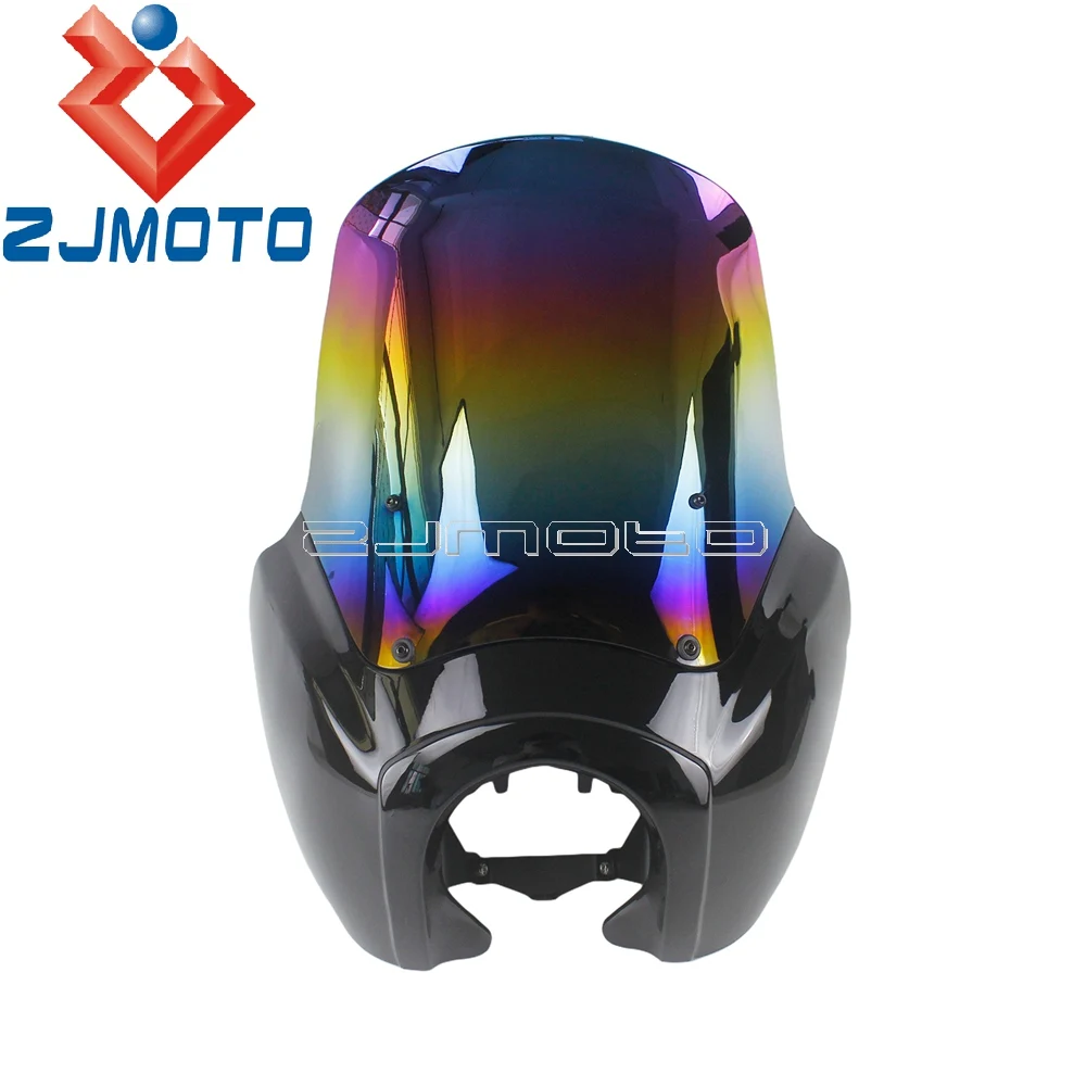 Glossy Black Iridium Передний обтекатель для мотоцикла Iridium ветровое стекло для Harley Dyna Street Bob Low Rider 2007- фара обтекатель ветрового стекла - Цвет: Glossy Black Iridium