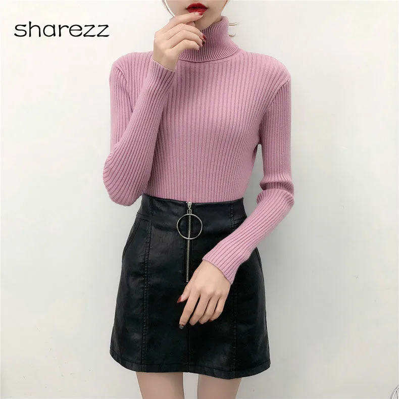 Осень-зима 2019 свитер с высоким воротом высокое качество вязаный Повседневный