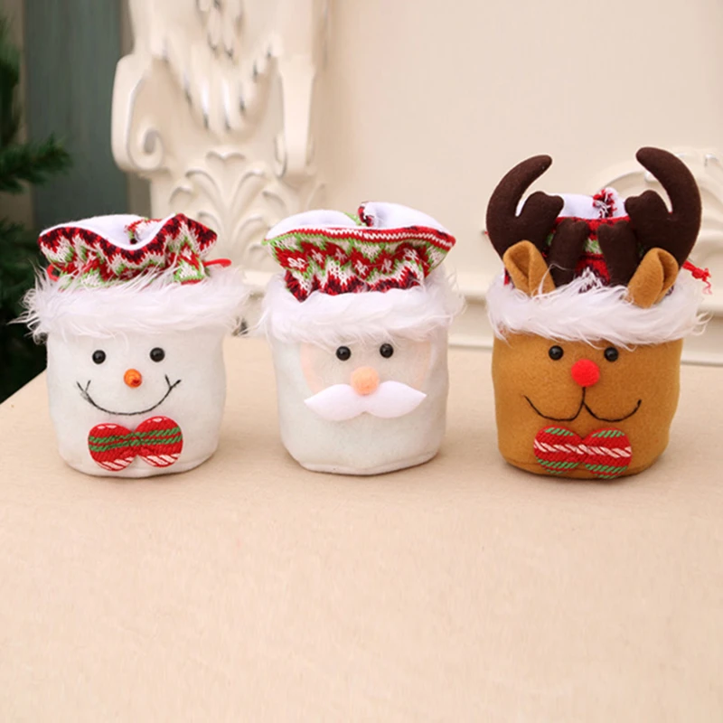 

Santa Gift Bag Candy Bag Snowflake Crisp Drawstring Bag Merry Christmas Decorations For Home New Year 2021 Noel Presents