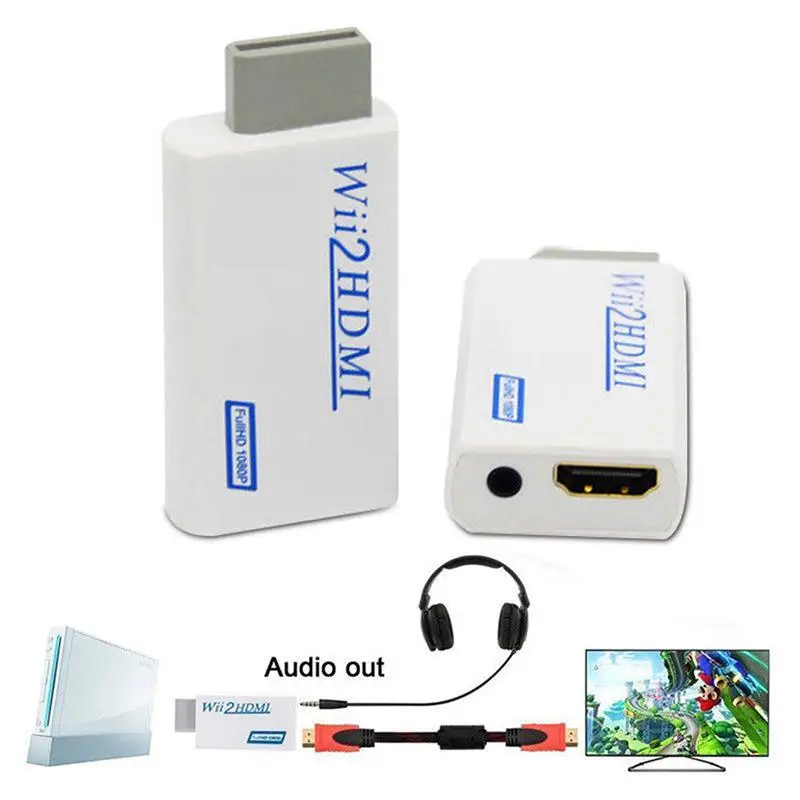 720P 1080P Full HD HDTV Wii to HDMI видео конвертер адаптер Wii2HDMI 3 5 мм аудио для ПК монитор