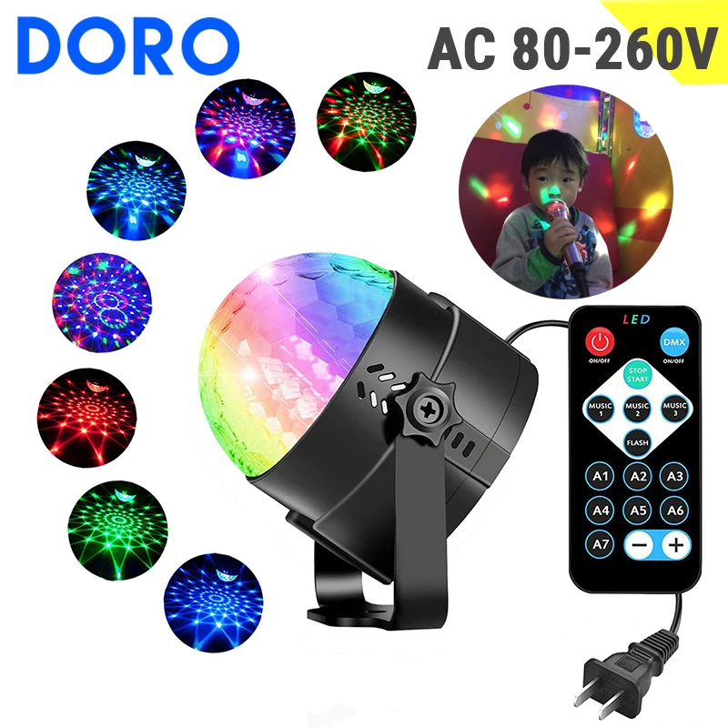 AC 80-260V активация музыки Красочный светодиодный сценический свет дистанционное