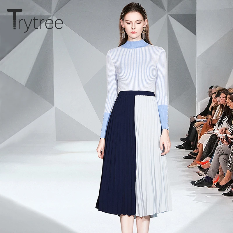 Осенне-зимний женский повседневный комплект из двух предметов Trytree топ с высоким