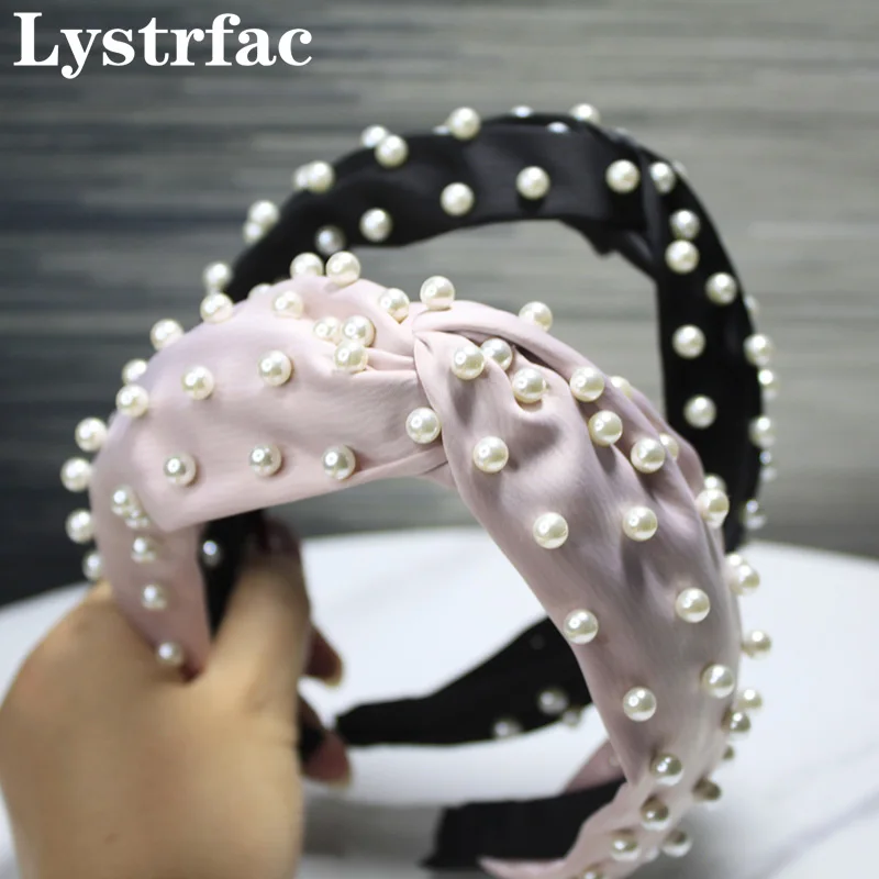 

Lystrfac ретро крест узел полный жемчуг головная повязка для женщин модная резинка для волос женские обручи для волос женские жемчужные аксессуары для волос