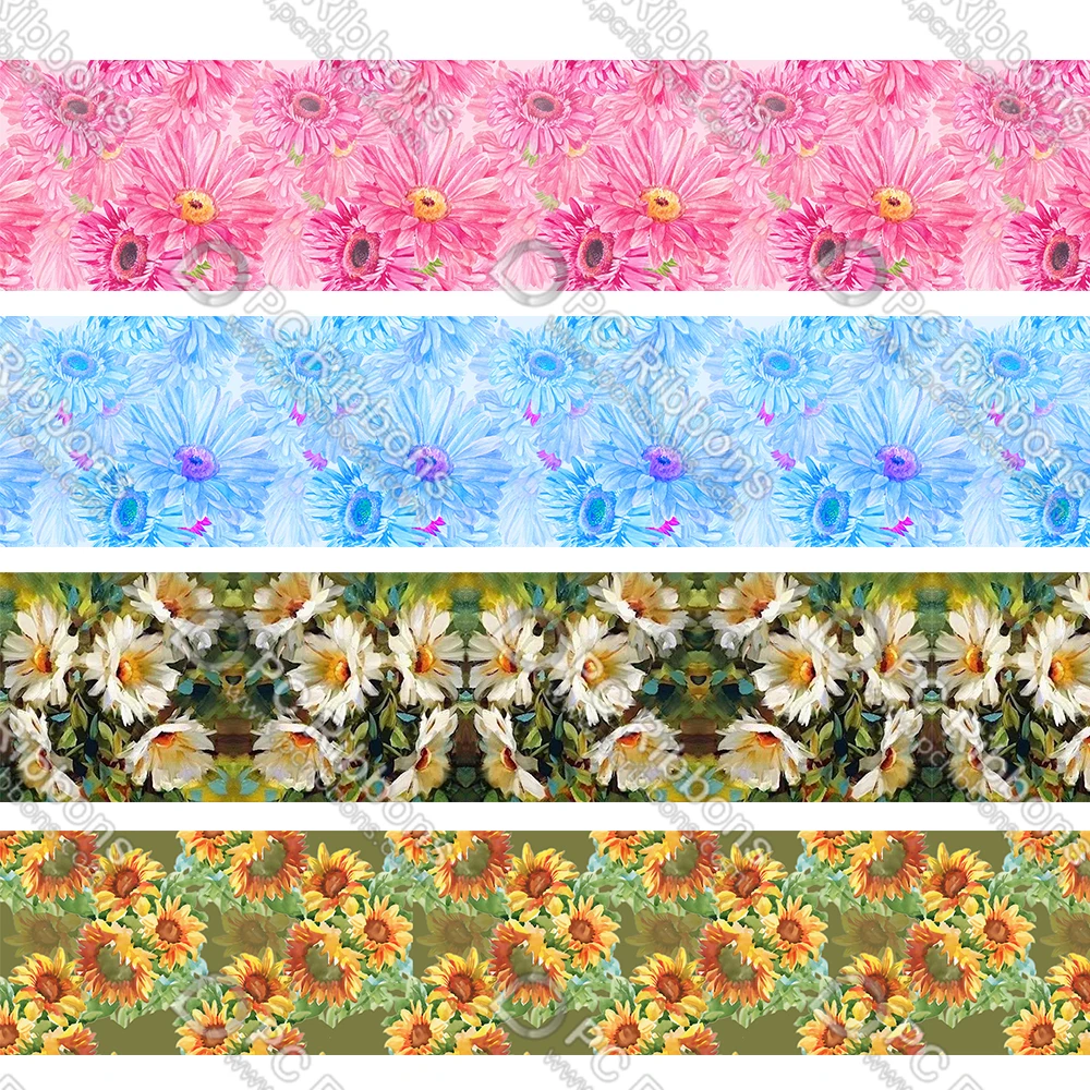 

16-75 мм корсажная лента с принтом маргаритки/цветов, Сатти и фоне и шнурок, материалы ручной работы «сделай сам», лента для упаковки рождестве...